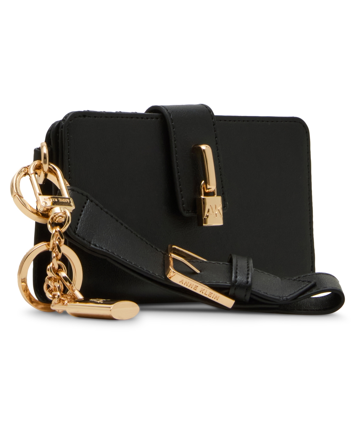 Anne Klein 2 Piece Lock Wristlet Gift Set With Bag Charm In Black