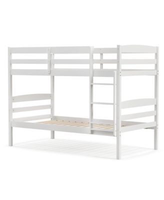 Twin Over Twin Bunk Bed Wooden Convertible Into 2 Beds High Guardrails