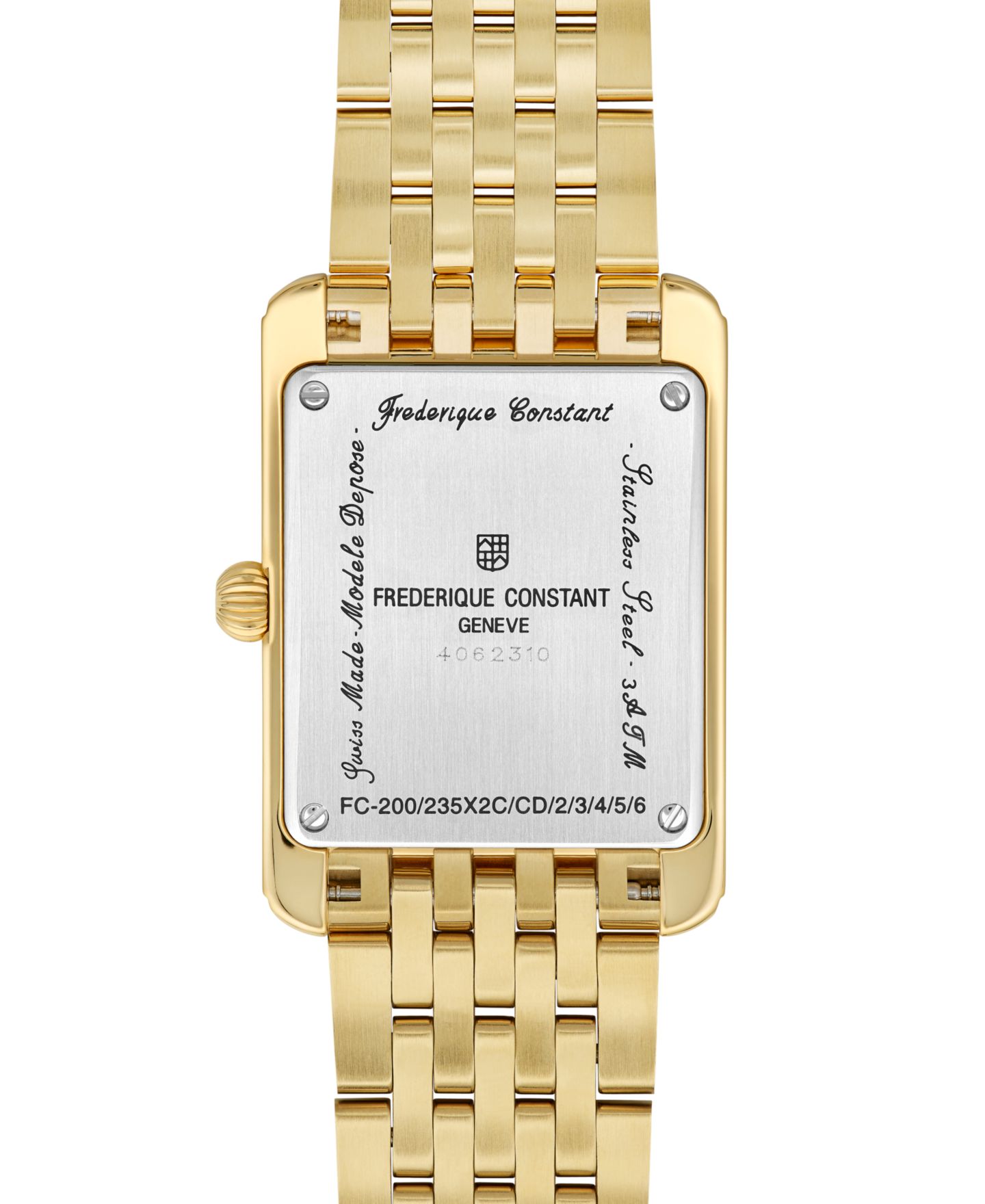 Женские часы Frederique Constant Carree Gold-Tone Stainless Steel Bracelet Watch, 25.2mm — фото 3