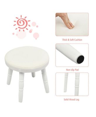 Kids Vanity Makeup Table & Chair Set Make Up Stool Play Set for Children