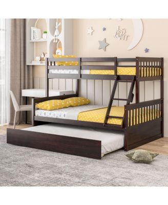 Twin Over Full Bunk Bed with Twin Trundle Convertible Platform Bed