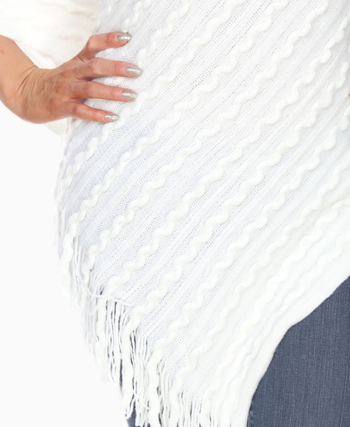 White Mark Melisandre Fringe Poncho In White In White