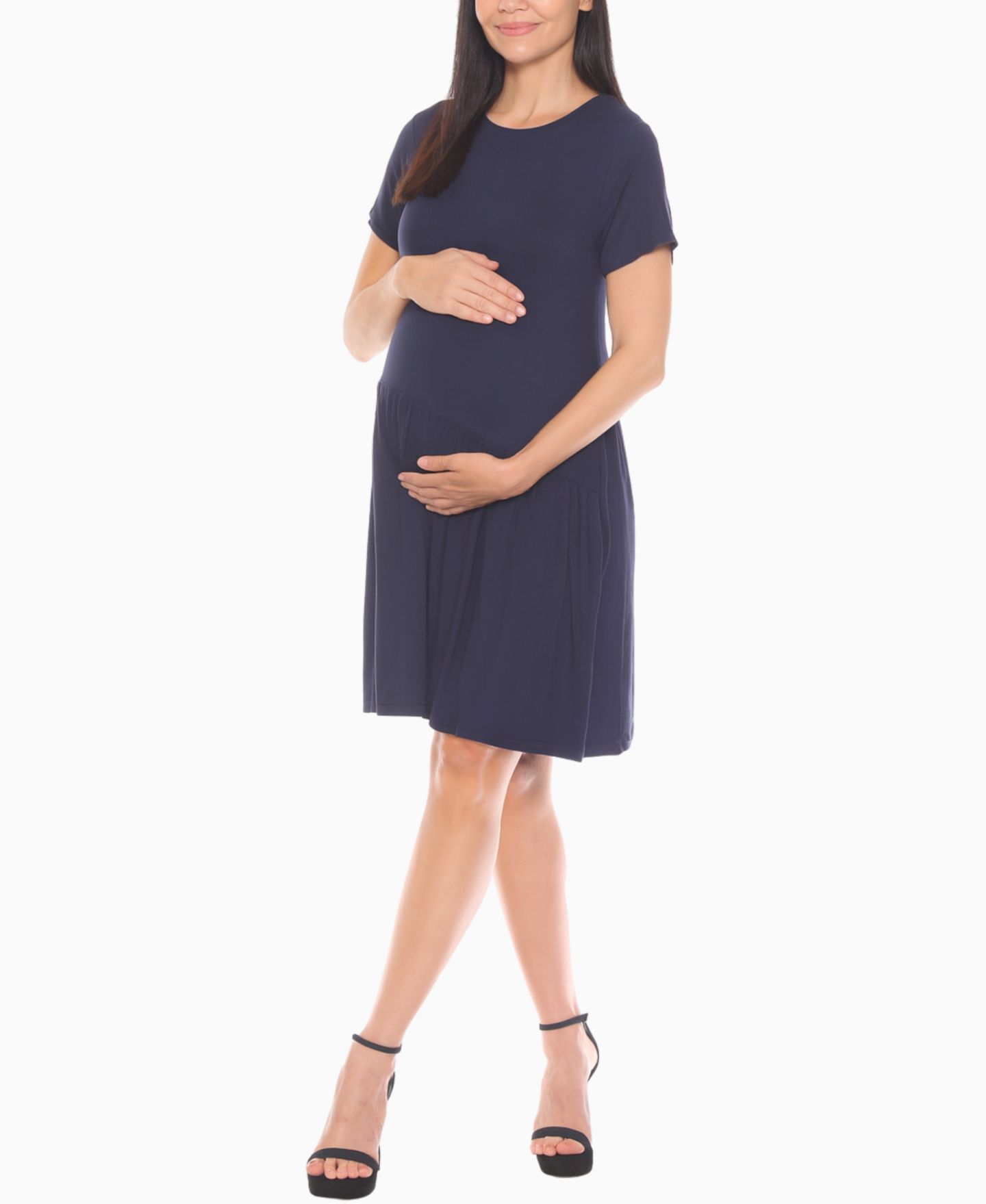 Женское платье White Mark Asymmetrical Waistline Maternity, цвет: Тёмно-синий — фото 1