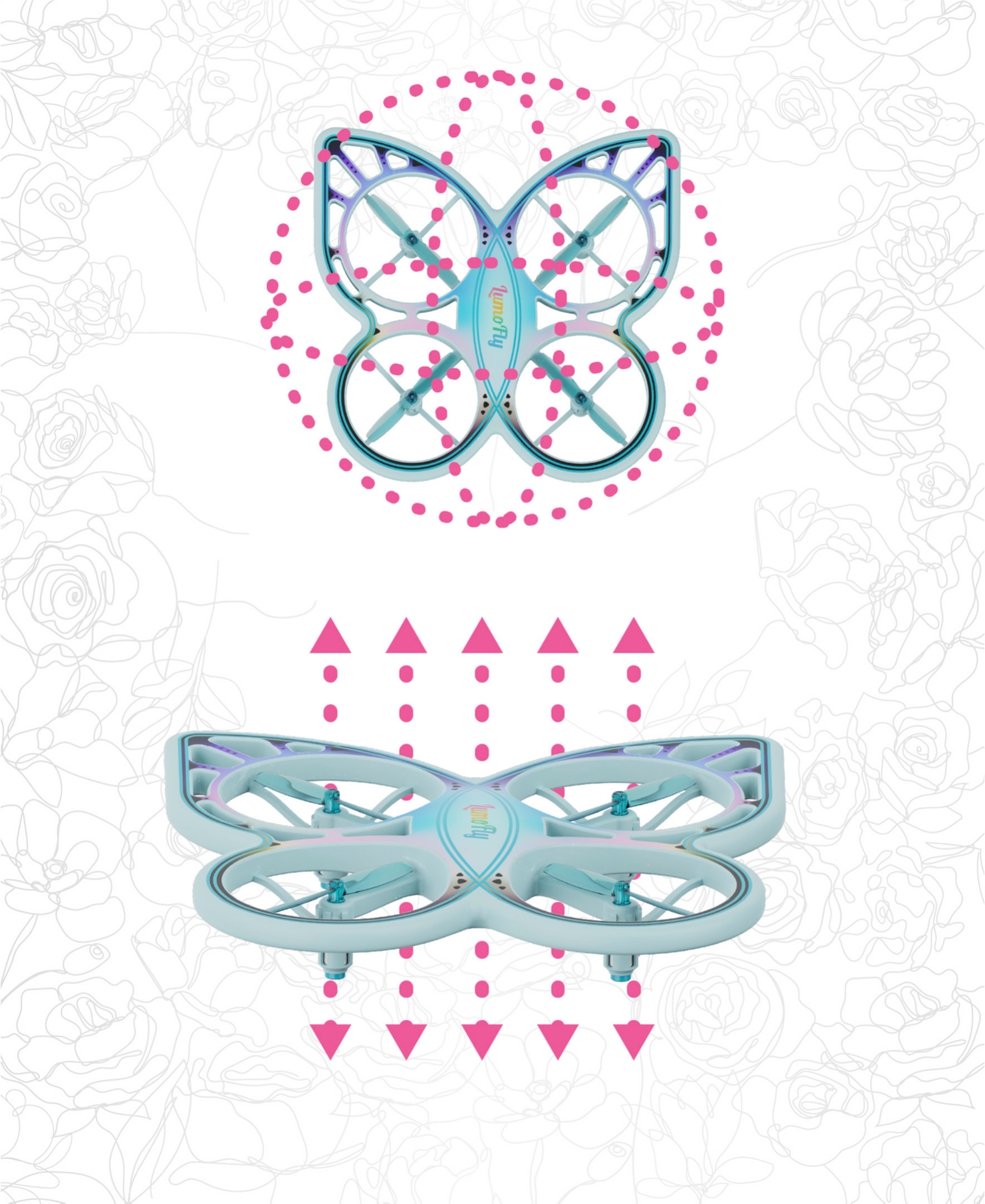 Sharper Image Lumofly Glowing Butterfly Stunt Drone In Blue