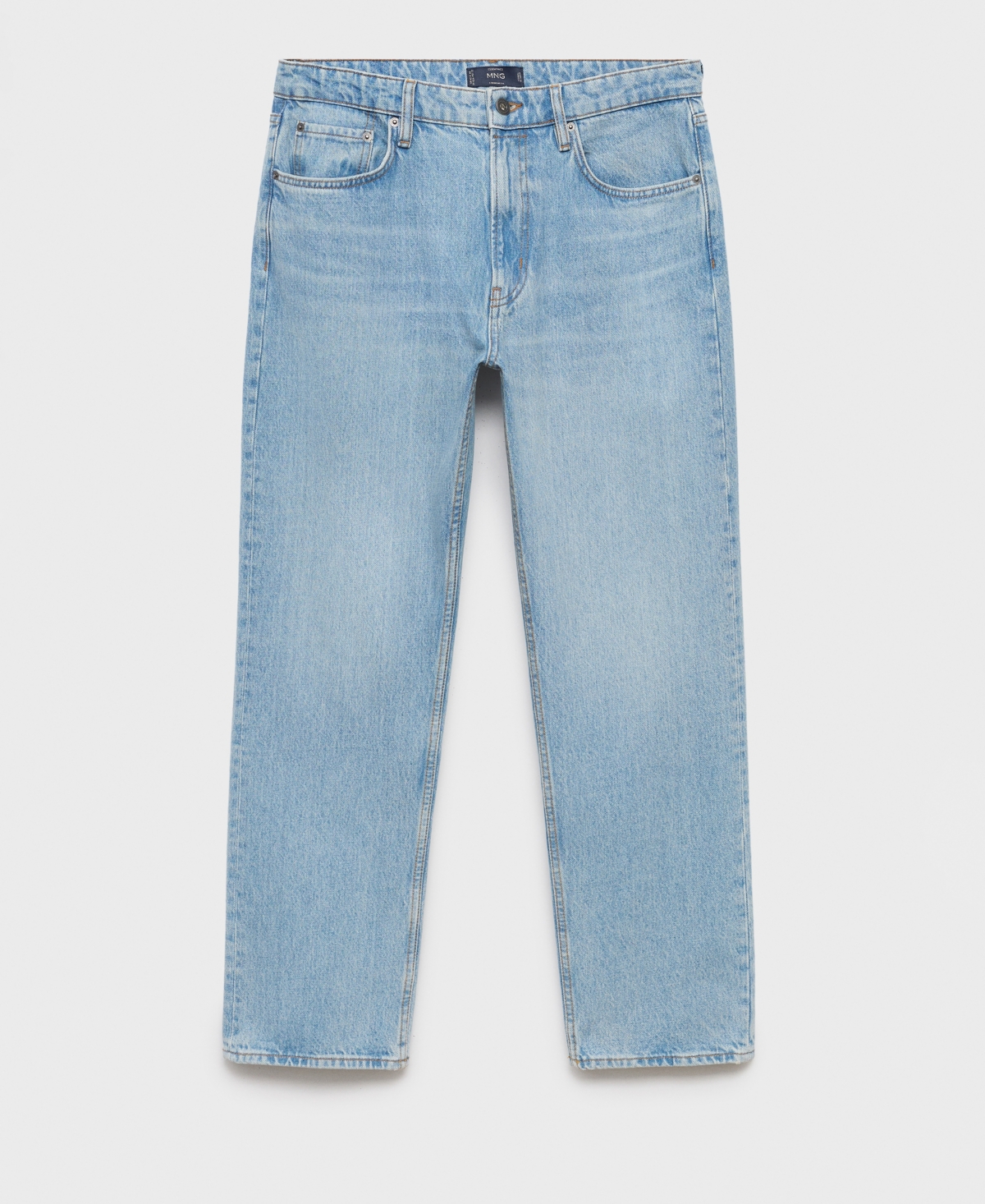 Mango Moby Straight Fit Cotton Jeans In Blue