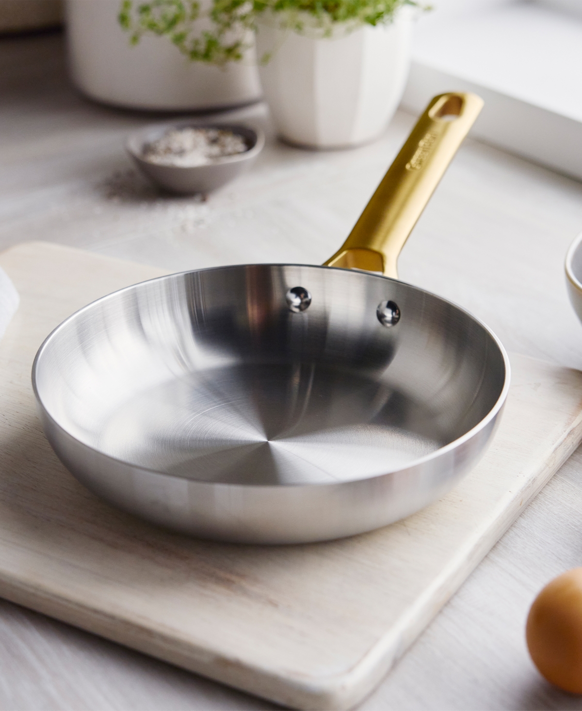 Greenpan Reserve Set Of 2 Stainless Steel Frying Pans In Silver