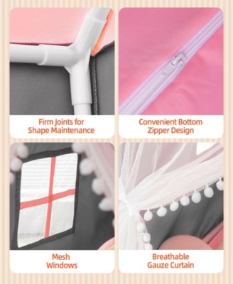 Kids Playhouse Tent with Star Lights & Mat for Girls & Boys, Indoor/Outdoor Gift