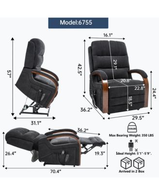 Lift Chair Dual Motor Infinite Position Recliners Up to 350 LBS with Solid Wood Armrests and Heat Massage