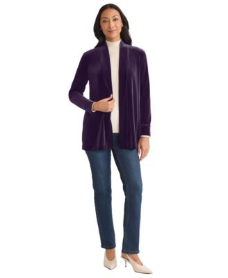 Women's Open Front Velour Cardigan Sweater