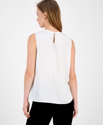 Women's Sleeveless Pleated-Neck Blouse