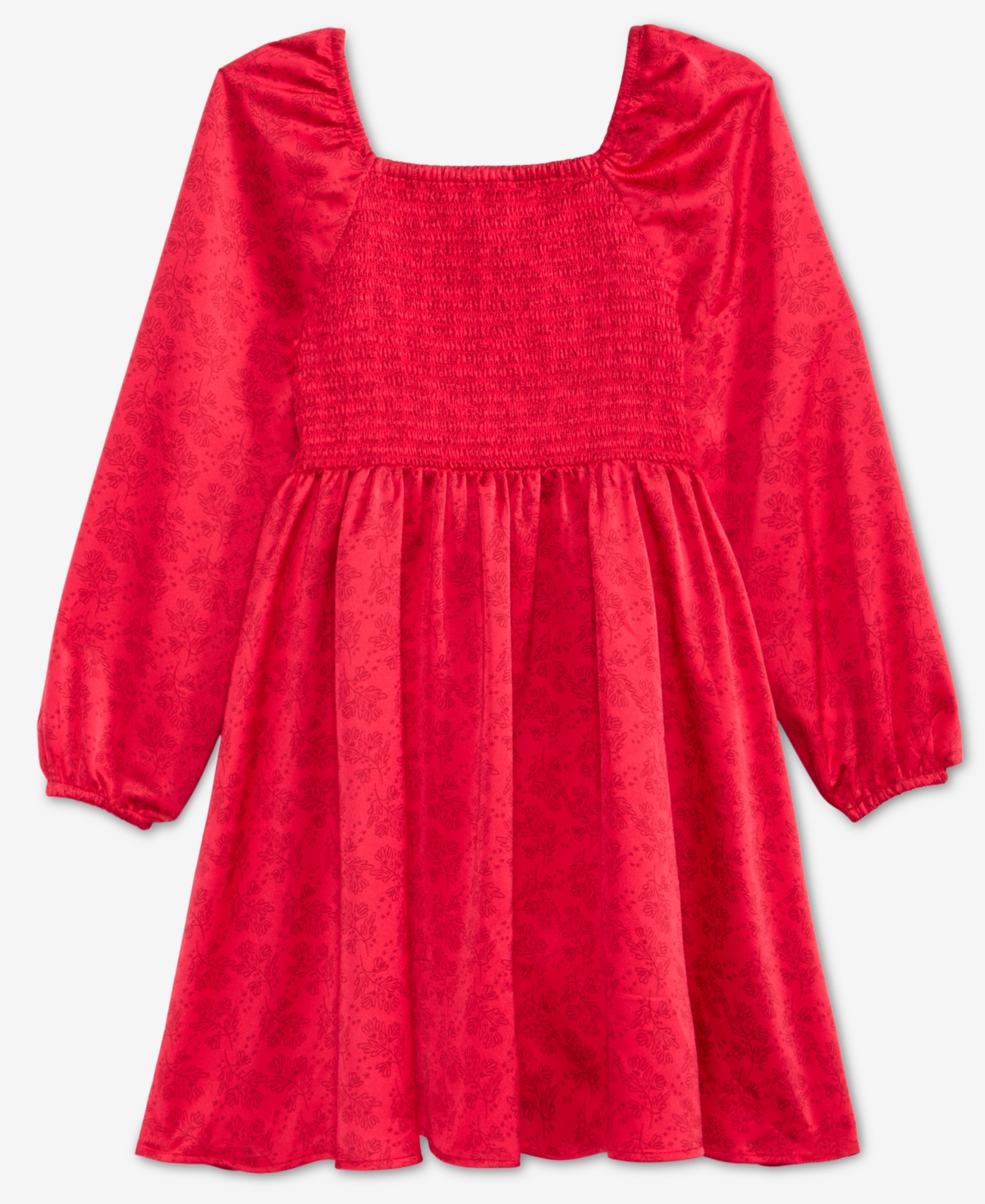 Epic Threads Girls 5-20 Smocked Satin Long-Sleeve Dress, Macy's Exclusive