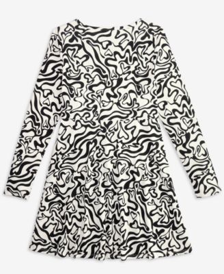 Girls' 5-20 Cotton Heart Swirl-Print Long-Sleeve Dress