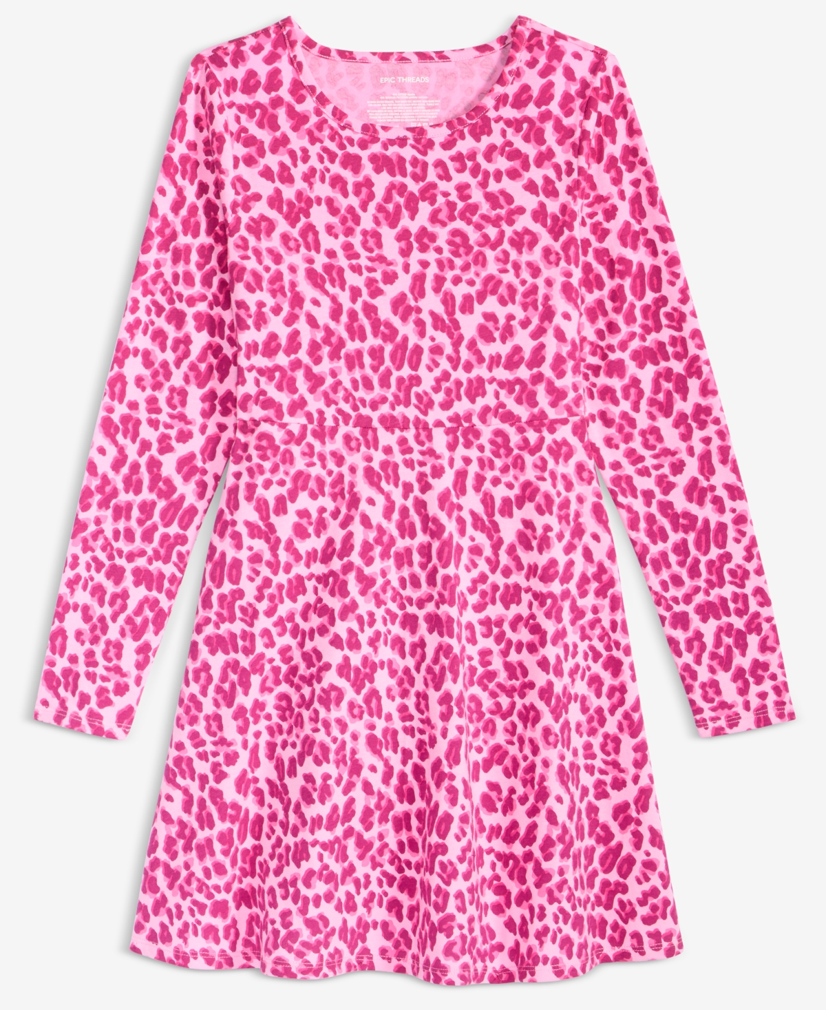 Epic Threads Girls 5-20 Long-sleeve Leopard Print Dress, Macy's Exclusive In Pink