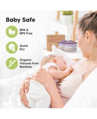 14pk Organic Nursing Pads, Washable Breast Pads + Wash Bag, Reusable Nipple Pads