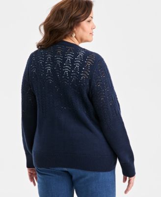Plus Size Pointelle Cardigan Sweater, Macy's Exclusive