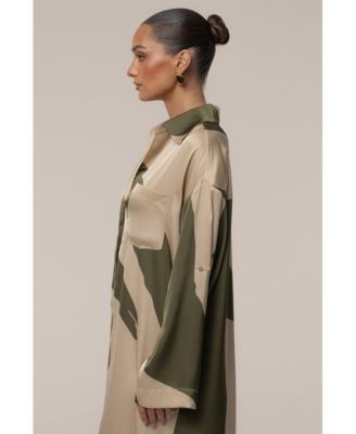 Women's Satin Safari Maxi Dress