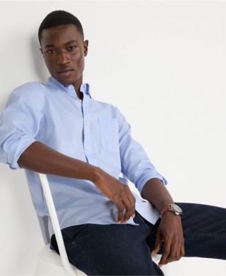 Men's Tailored Fit No Iron Solid Supima Cotton Pinpoint Buttondown Collar Dress Shirt