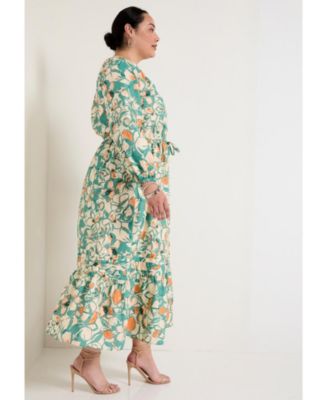 June + Vie Women's June + Vie Raglan Puff Sleeve Maxi Dress