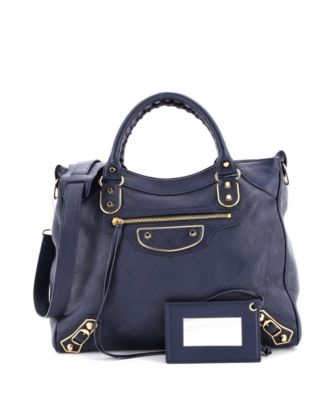 Medium City Classic Metallic Edge Bag Leather