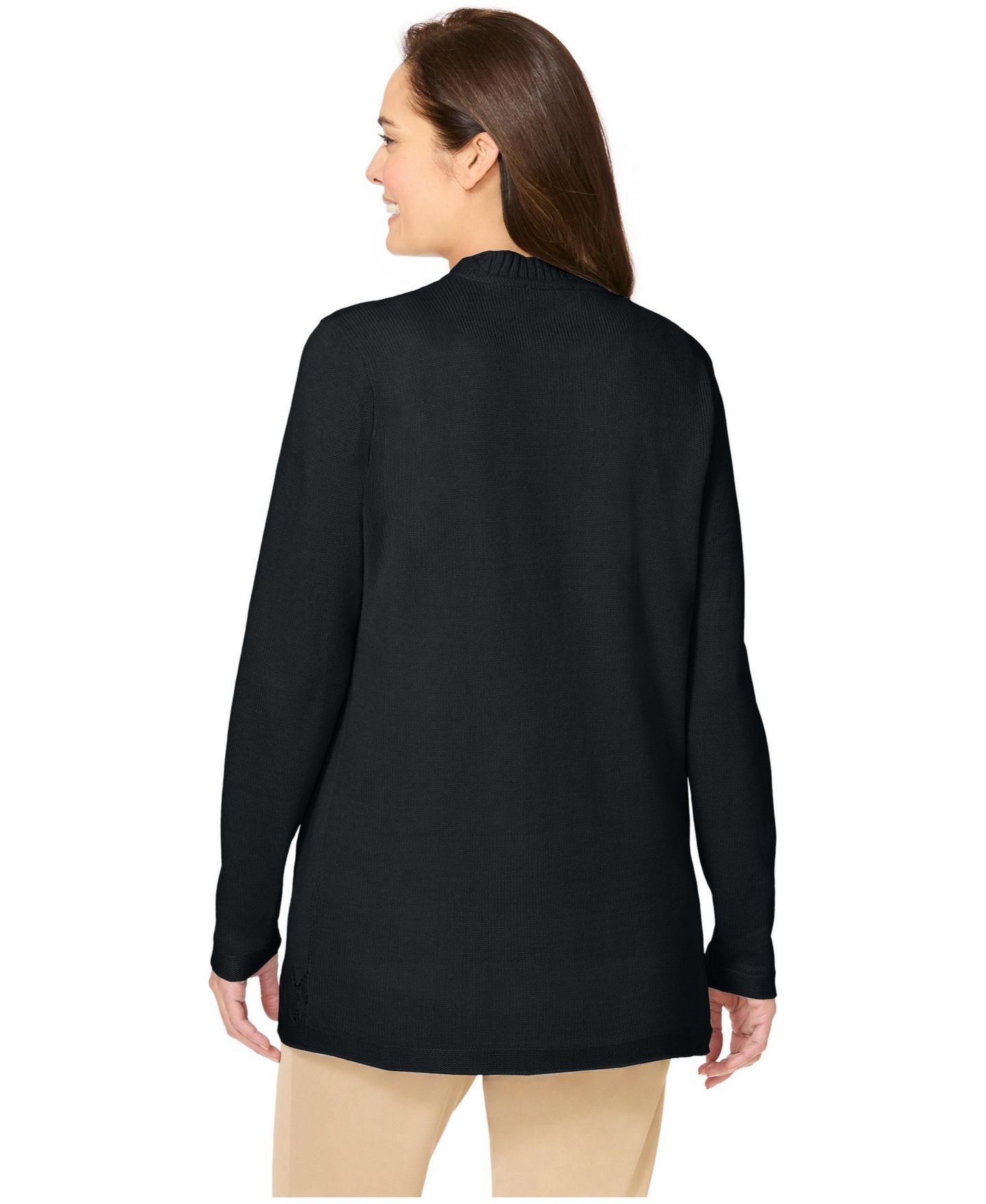 Женский кардиган Woman Within Plus Size Within Zip Front Shaker Cardigan, цвет: Чёрный — фото 2