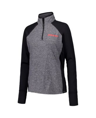 Women's Black/Heather Gray Nebraska Huskers Finalist Raglan Quarter-Zip Jacket