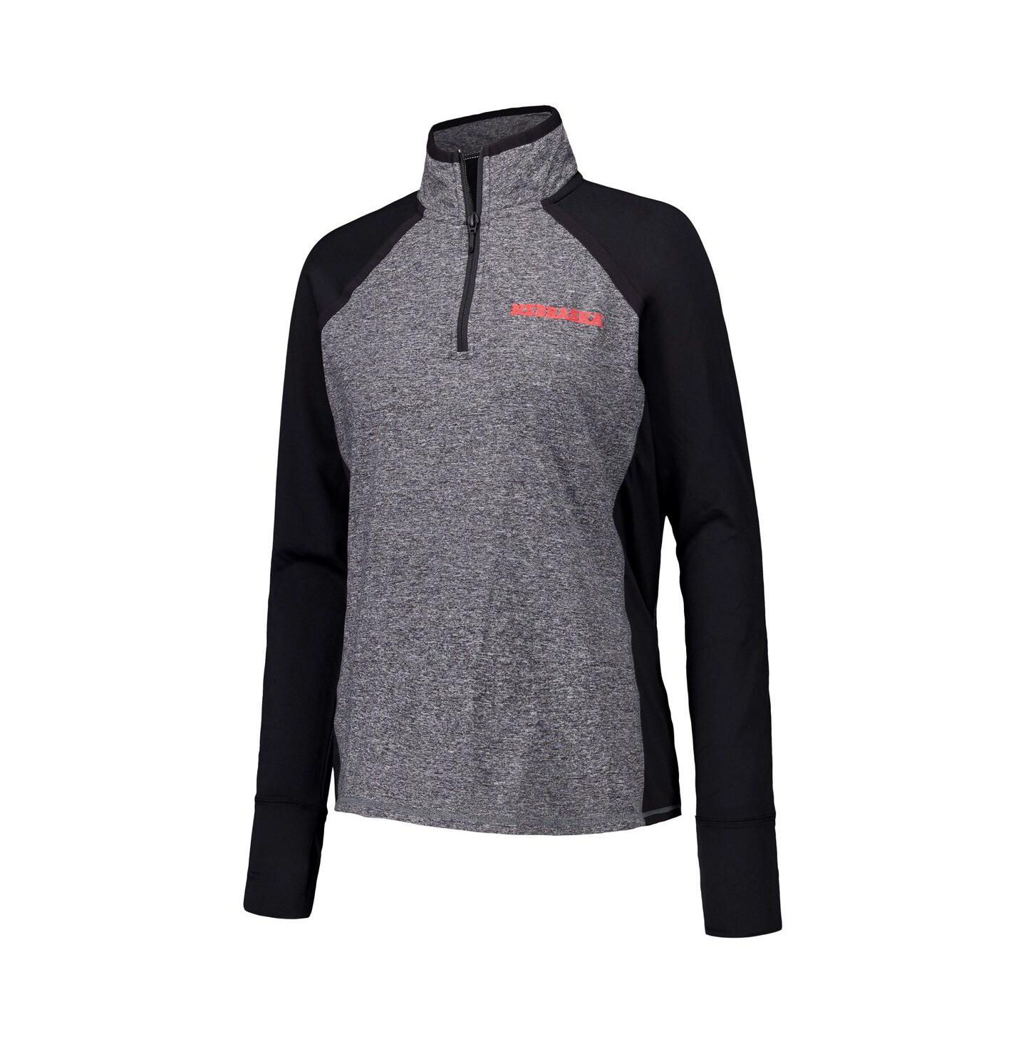 Женская куртка Camp David Black/Heather Gray Nebraska Huskers Finalist Raglan Quarter-Zip — фото 3