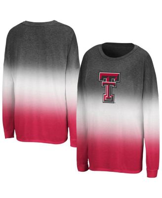 Colosseum - Women's Heather Black Texas Tech Red Raiders Winkle Dip Dye Long Sleeve T-Shirt