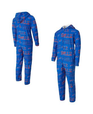Concepts Sport - Men's Royal Buffalo Bills Shuffle All-Over-Print Microfleece Full-Zip Union Suit