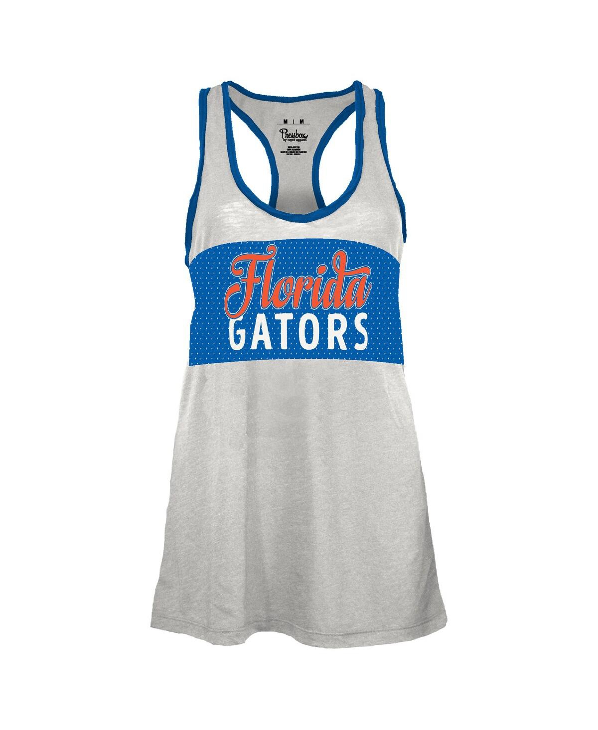 Pressbox Women's White/royal Florida Gators Tracy Racerback Burnout Tank Top In Multi