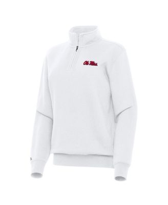 Women's White Ole Miss Rebels Victory Quarter-Zip Sweatshirt