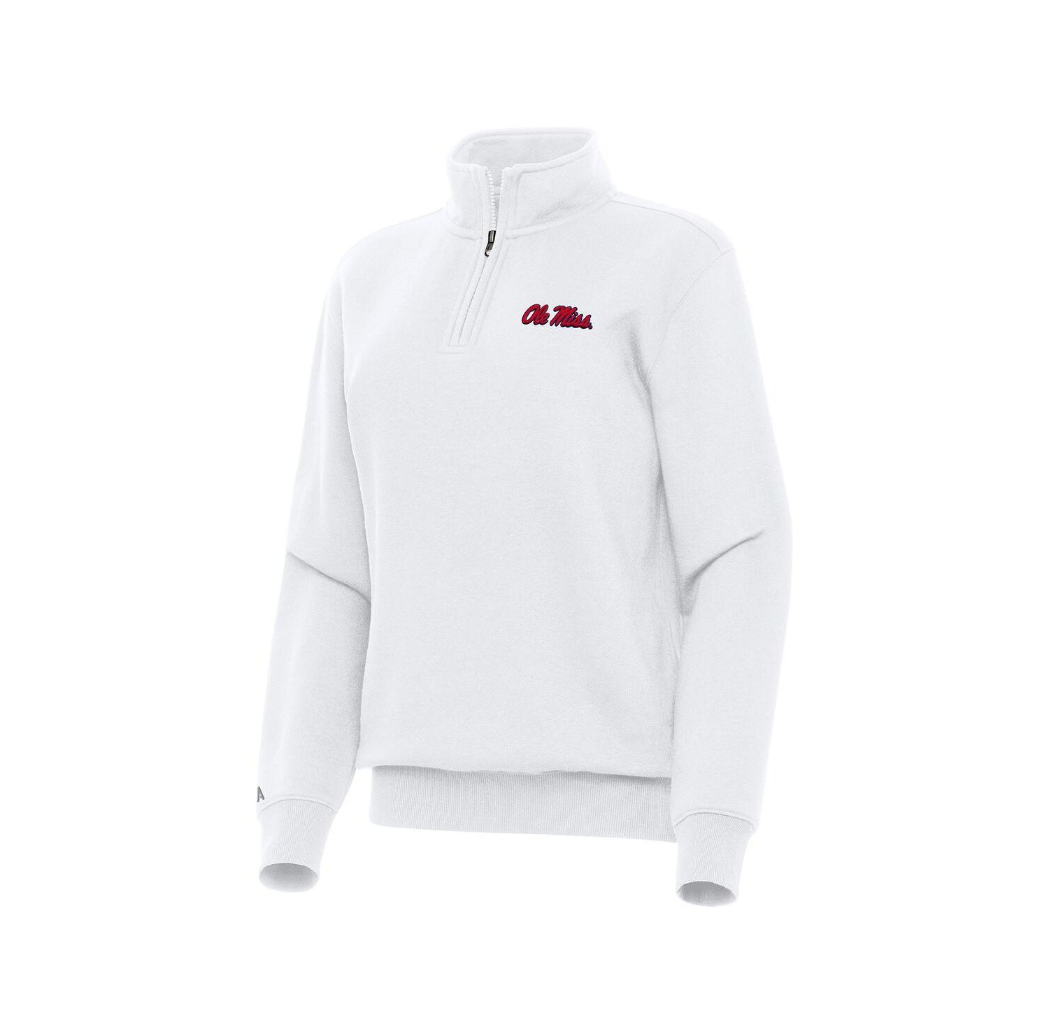 Women's White Ole Miss Rebels Victory Quarter-Zip Sweatshirt
