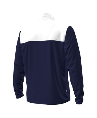 Men's Navy/White Notre Dame Fighting Irish Green Blocked Quarter-Zip Pullover