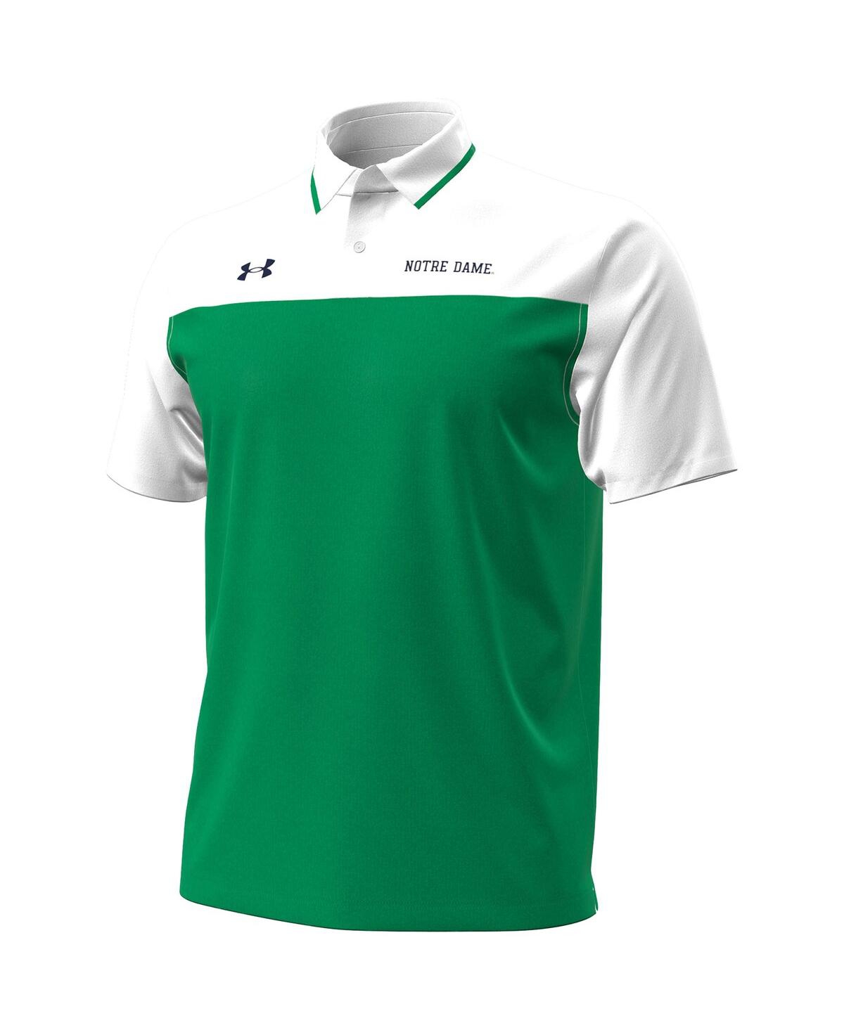 Under Armour Men's Green/white Notre Dame Fighting Irish Green Blocked Polo Shirt In Green