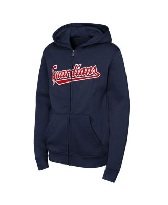 Big Boys and Girls Navy Cleveland Guardians Wordmark Fleece Full-Zip Hoodie