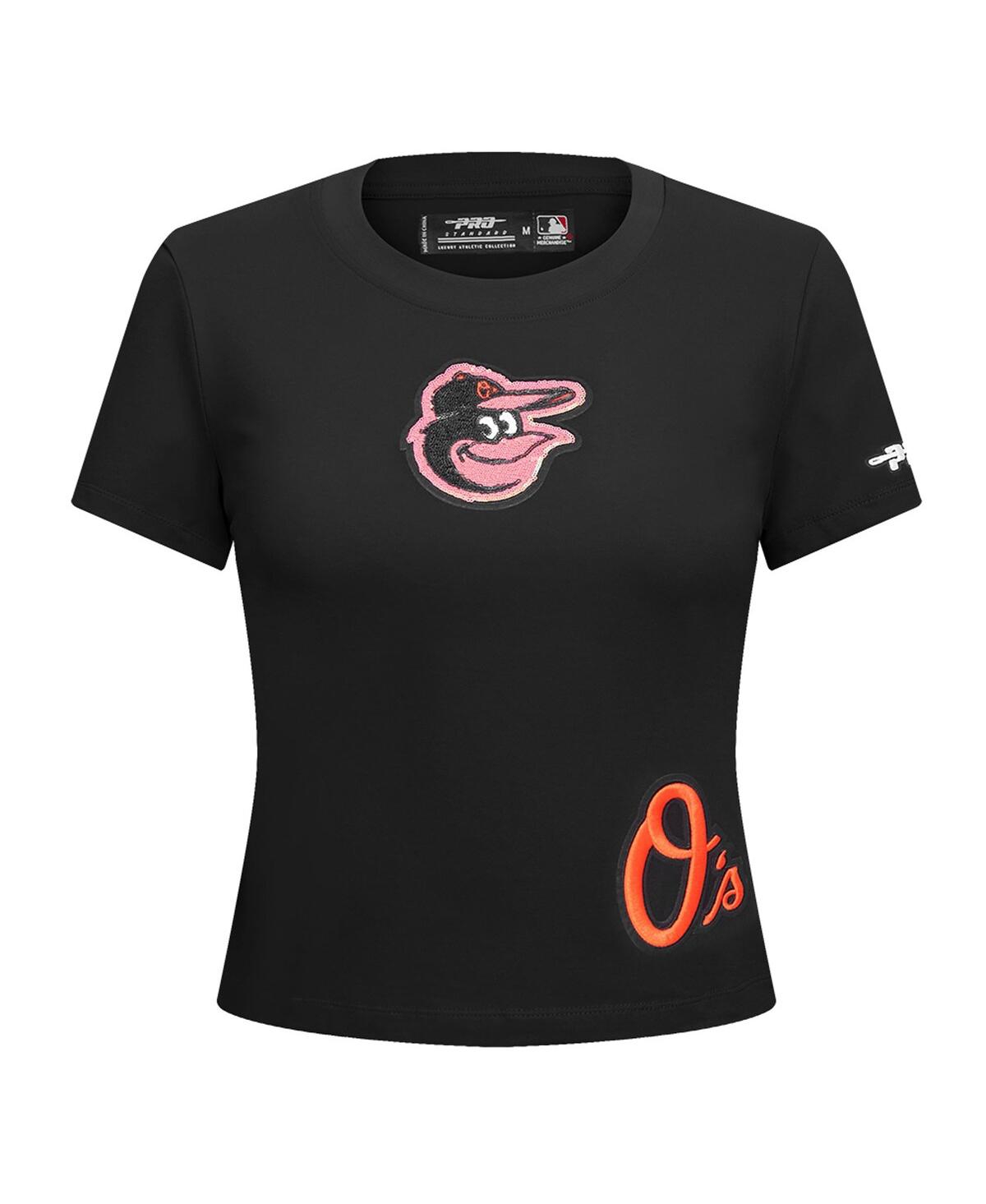 Pro Standard Women's Black Baltimore Orioles Game Day Classics Baby Doll Cropped T-shirt In Black