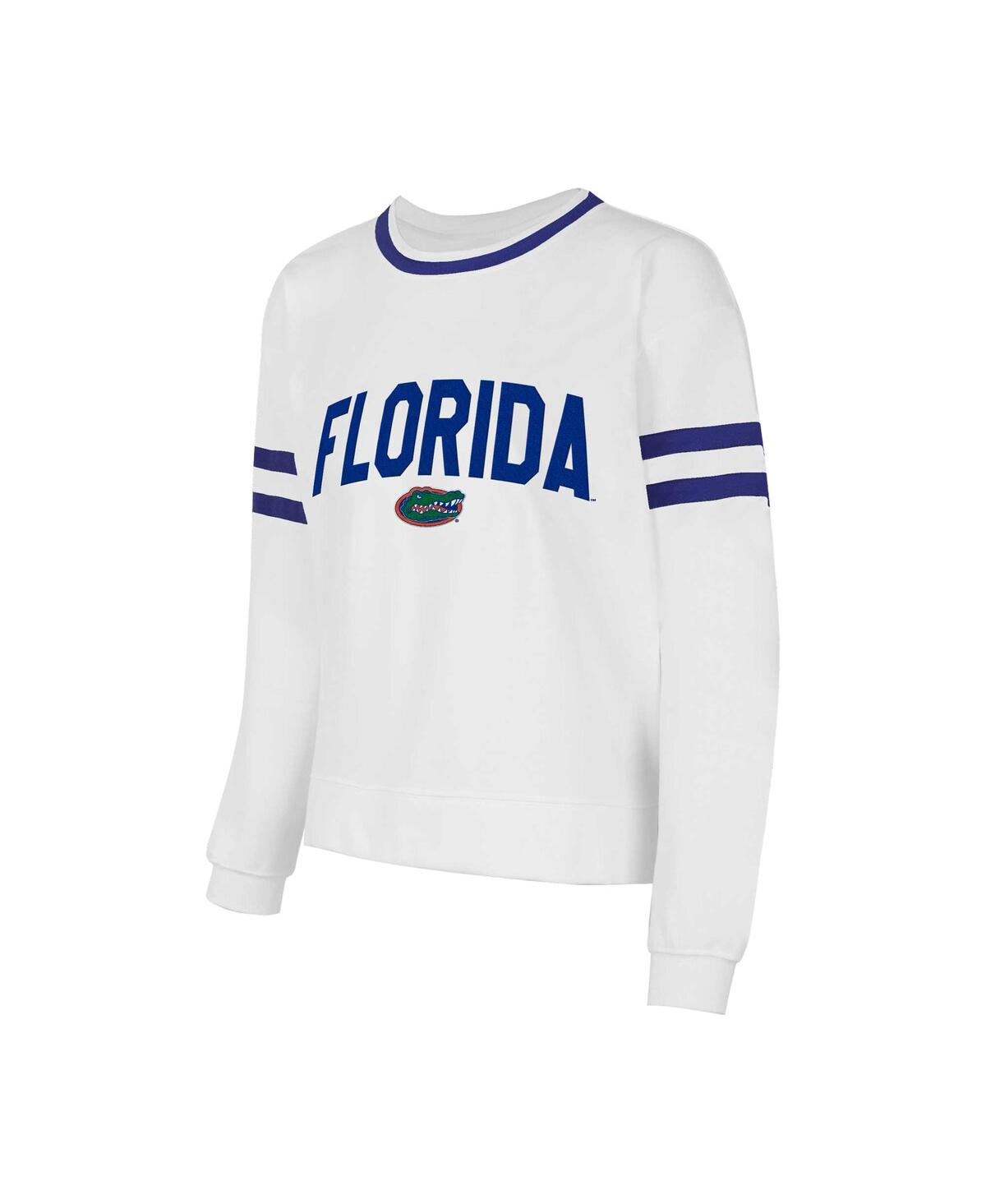 Concepts Sport Concept Sport Women's White Florida Gators Borough French Terry Arch Over Long Sleeve Top In White