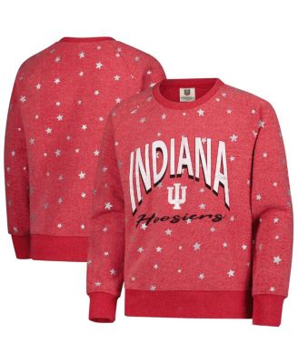 Wes & Willy - Big Girls Crimson Indiana Hoosiers Shimmer Star Reverse Sweatshirt