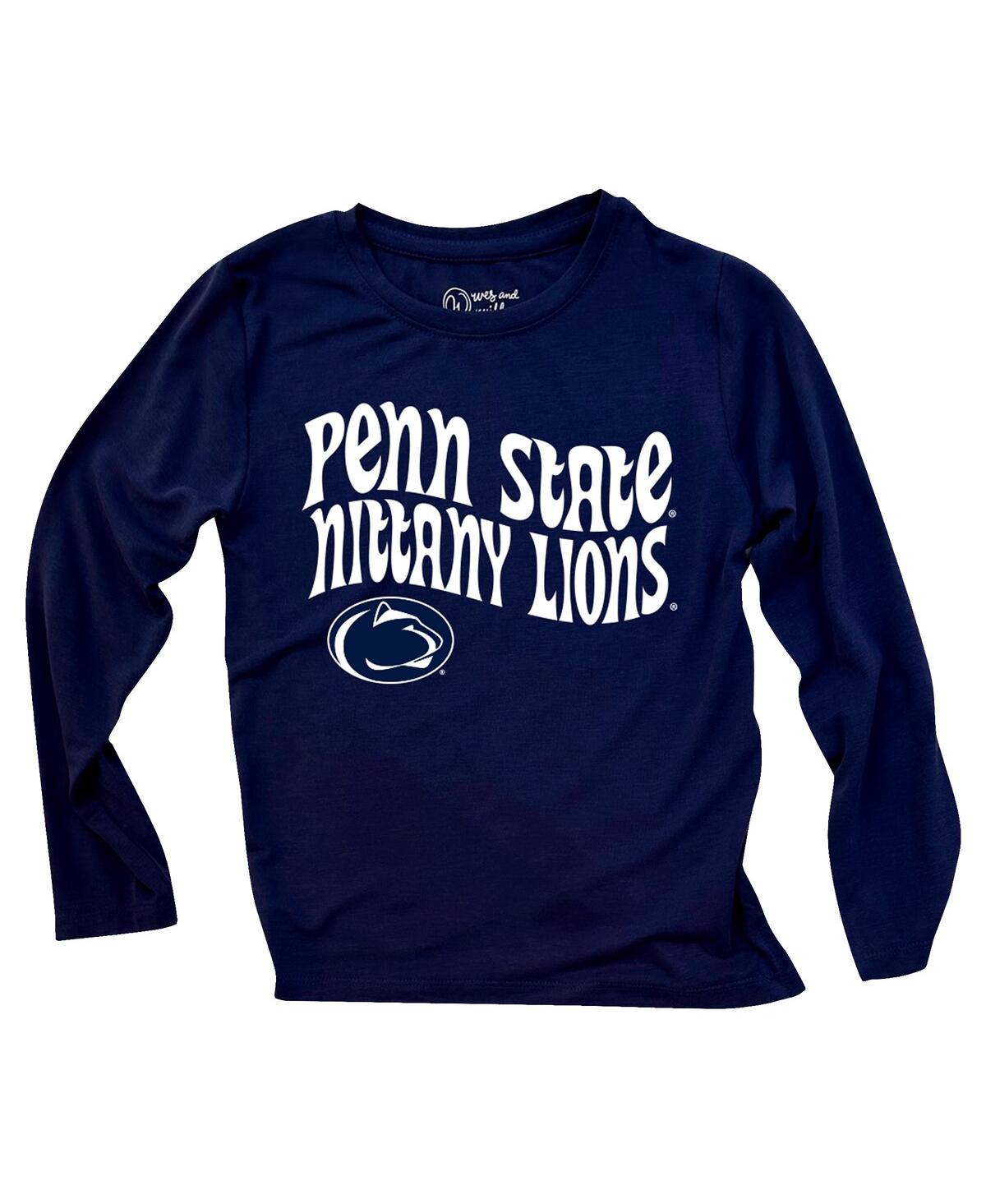 Wes & Willy Toddler 2-piece Penn State Nittany Lions Long Sleeve Top And Striped Tri-blend Leggings Set In Blue
