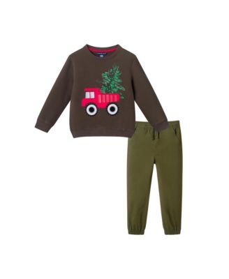 Big Boys 2T -8 Toddler/Child Truck Applique Sweater & Twill Jogger Set