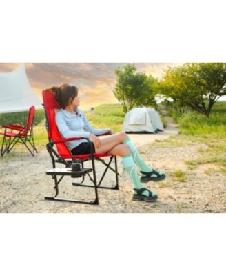 Streamdale Red, heavy-duty oversized folding camping chair with side table & pocket