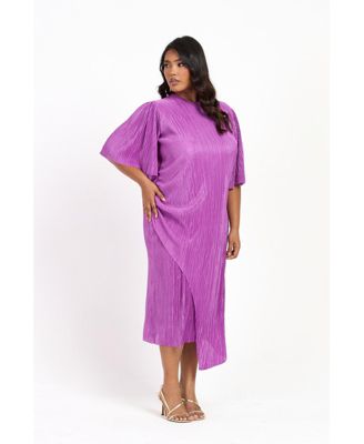 Women's FASHION-SZN Ruched Side Flutter Sleeve Midi Dress