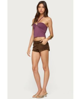 Women's Abstract Metal Detail Halter Top