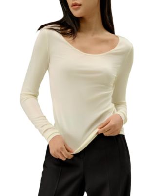 Women's Scoop-Neck Pure Silk Slim Fit Top