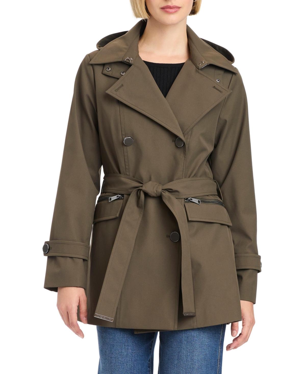Vince Camuto Women's Double-Breasted Belted Trench Coat - Forest night