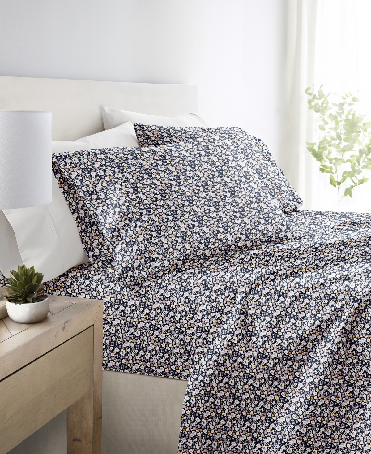Ienjoy Home Delicate Blossoms 4-p.c. Sheet Set, California King In Blue