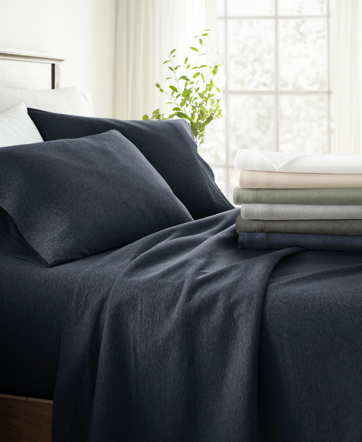 Ienjoy Home Jersey Cotton 3-pc. Sheet Set, Twin Xl In Blue