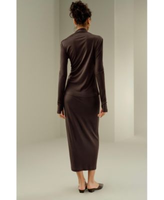 Women's Slim Fitted Silk Jersey Long Sleeve Top