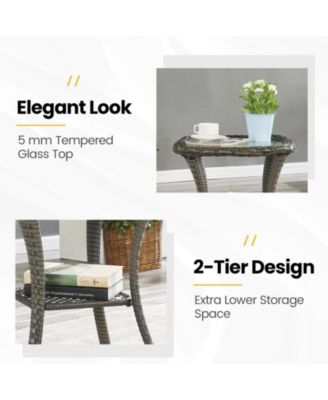 LunaCurve Wicker 3-Piece Outdoor Swivel Glider Set Outdoor Conversation Set with 5 in. Thick Cushions