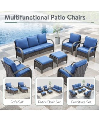 SteelCurve 2-Person PE Wicker Patio Swivel Chair Outdoor Glider with CushionGuard Olefin Cushion