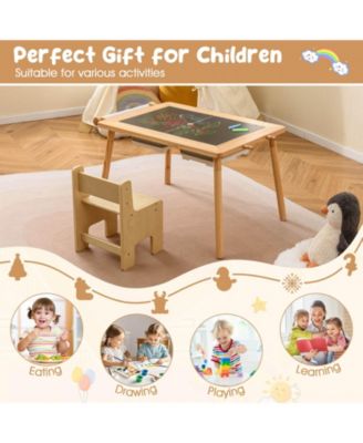 Sensory Table & Chair Set for Kids 2-8 with Foldable Bins for Sand/Water & Paper Beige